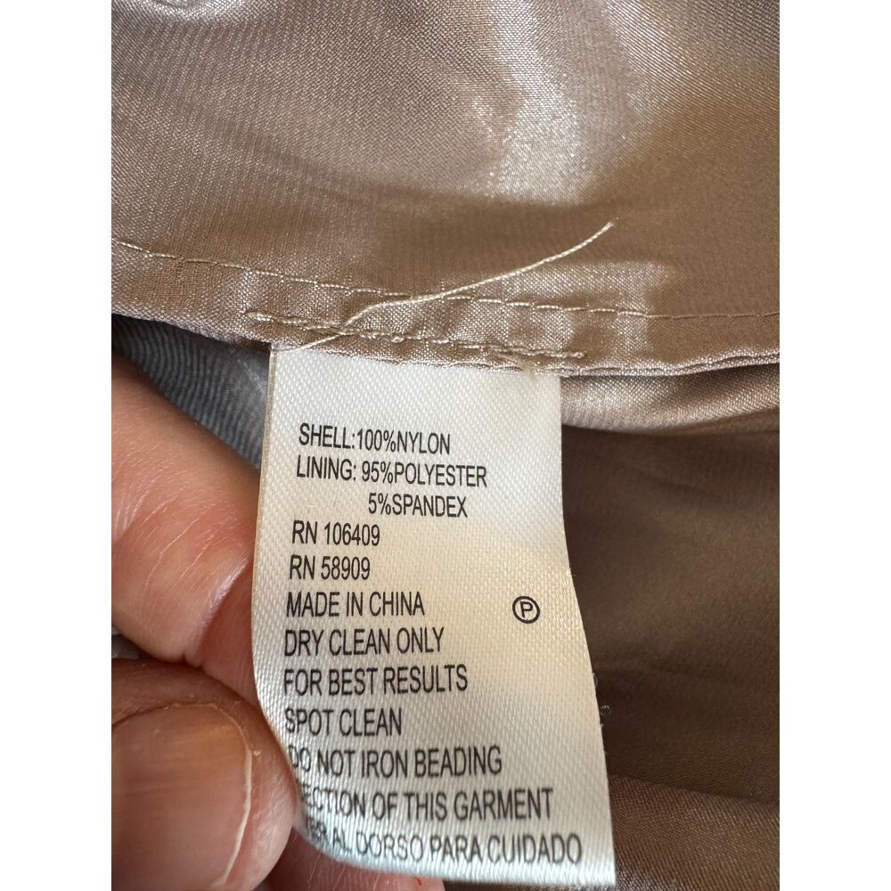 NWT Antonio Melani Nude Beige Beaded Cocktail Dress Sz 12 Embellished Sequin - Picture 12 of 12